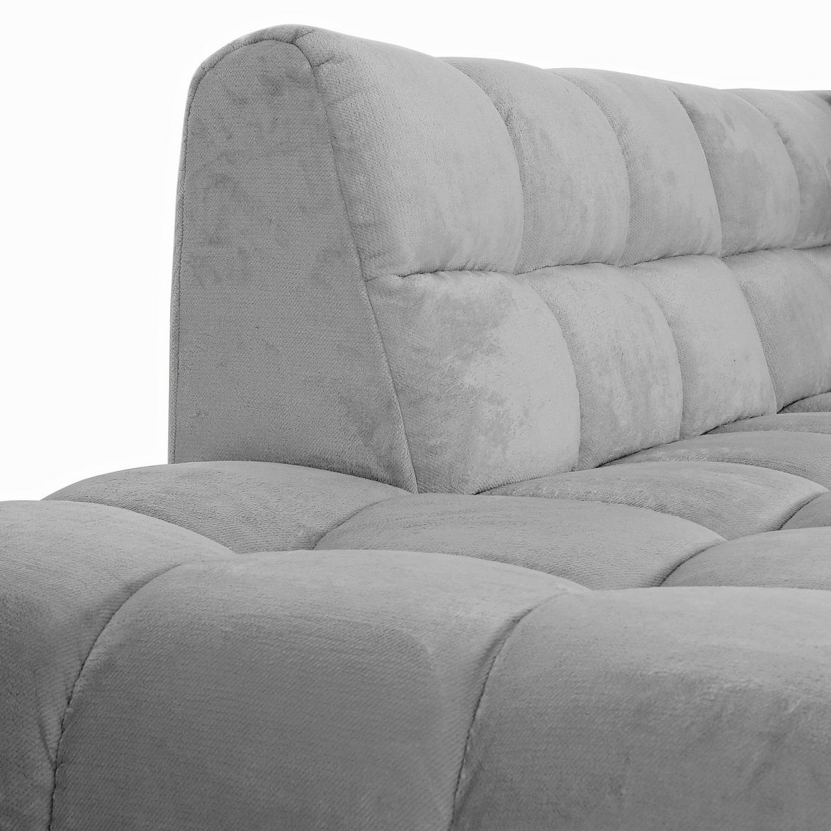 HÖRNSOFFA i plysch ljusgrå  - ljusgrå/svart, Klassisk, textil/plast (282/155cm) - MID.YOU