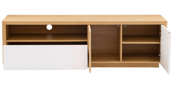LOWBOARD  in 162/49/40 cm  - Weiß Hochglanz/Eichefarben, KONVENTIONELL, Holzwerkstoff (162/49/40cm) - Xora
