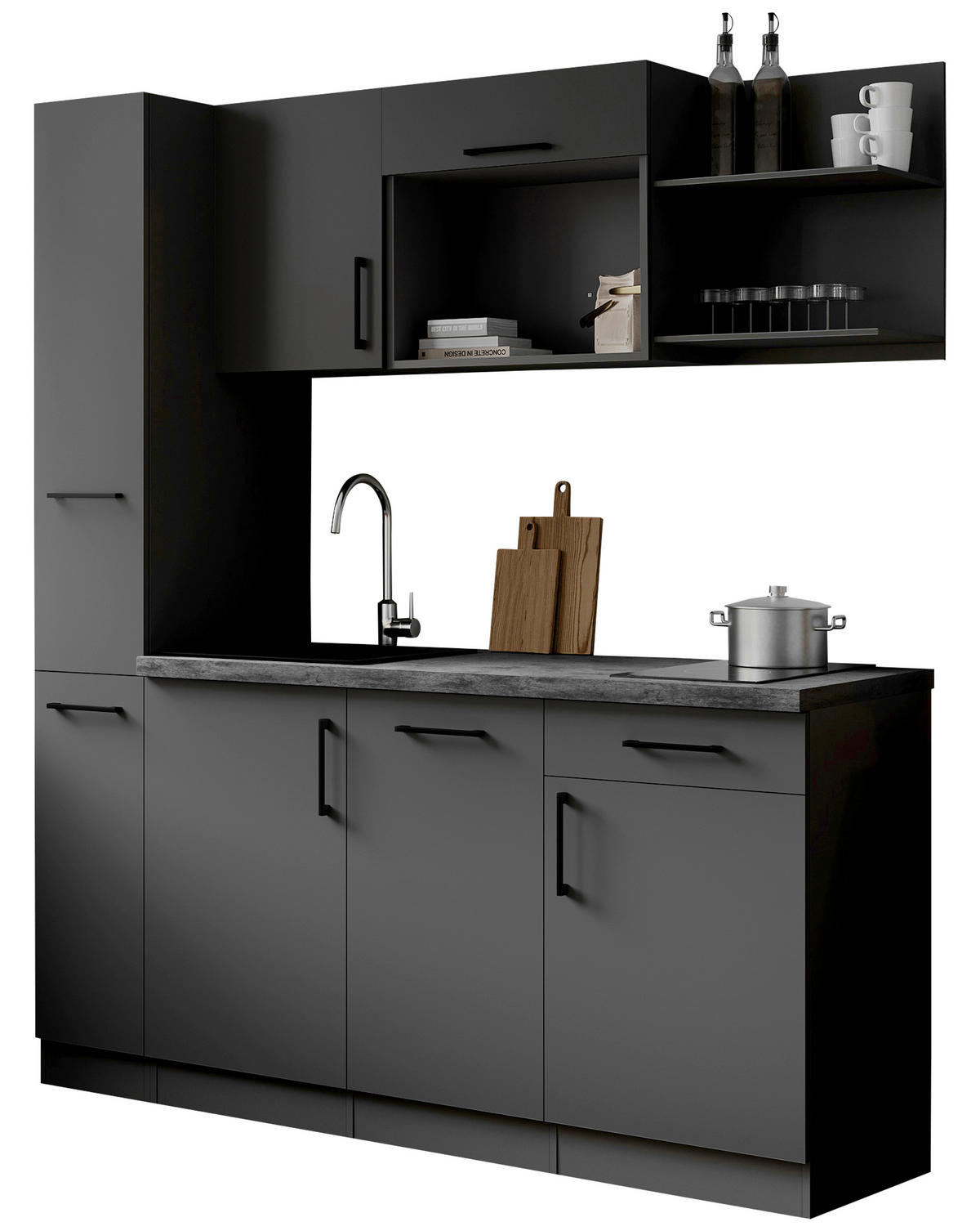 MODULKÖK 175 cm   i grå  - grå, Trend, metall/trämaterial (175cm) - Respekta