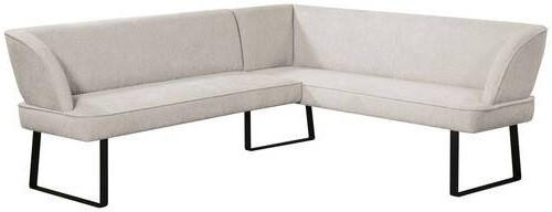 Thumbnail - Novel Eckbank, Schwarz, Hellgrau, Metall, Textil, Ottomane rechts, Eckteil, 243x189 cm, Stoffauswahl, seitenverkehrt erh...