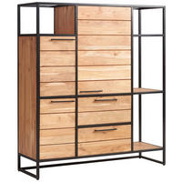 VISOKA KOMODA, črna, barve medu  - črna/barve medu, Design, kovina/les (128/145/42cm) - MID.YOU