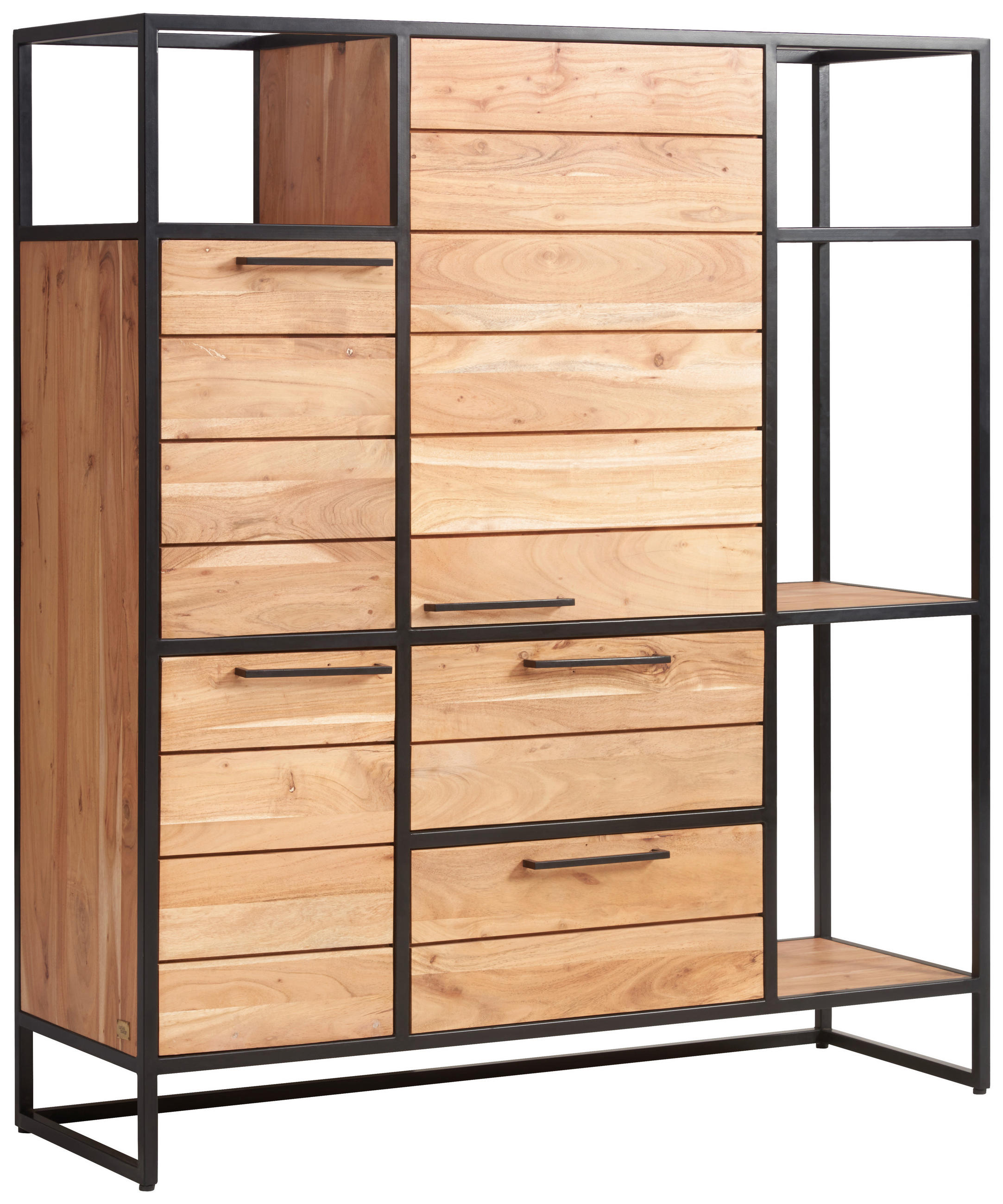 E-shop MID.YOU VYSOKÁ KOMODA, akácia, čierna, medová, 128/145/42 cm