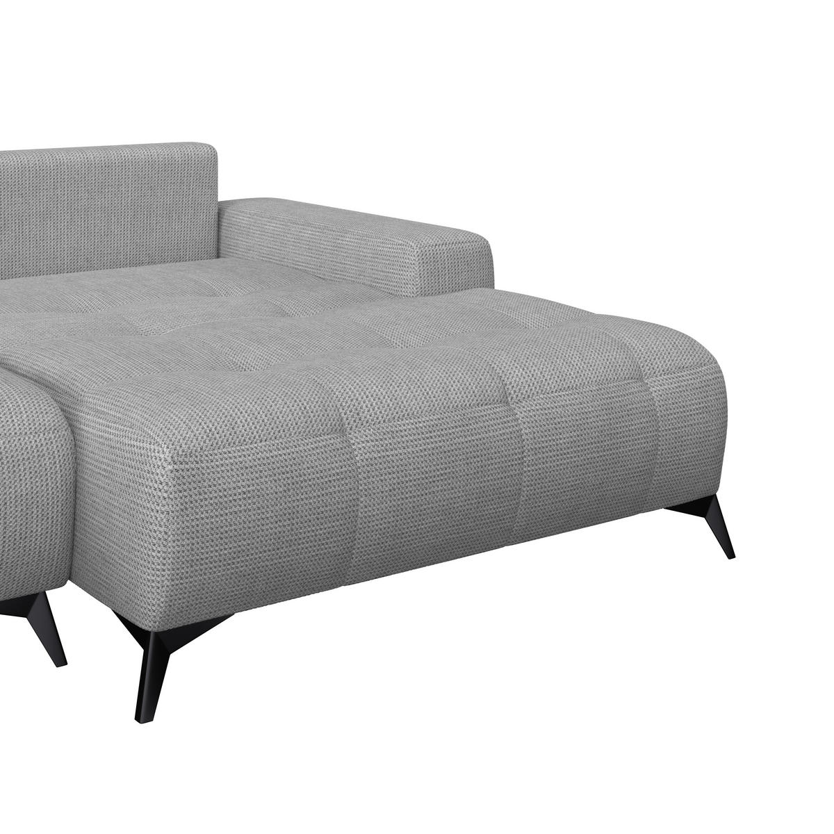 ECKSOFA MAURO Grau Flachgewebe  - Schwarz/Grau, Trend, Textil/Metall (290/175cm) - MID.YOU