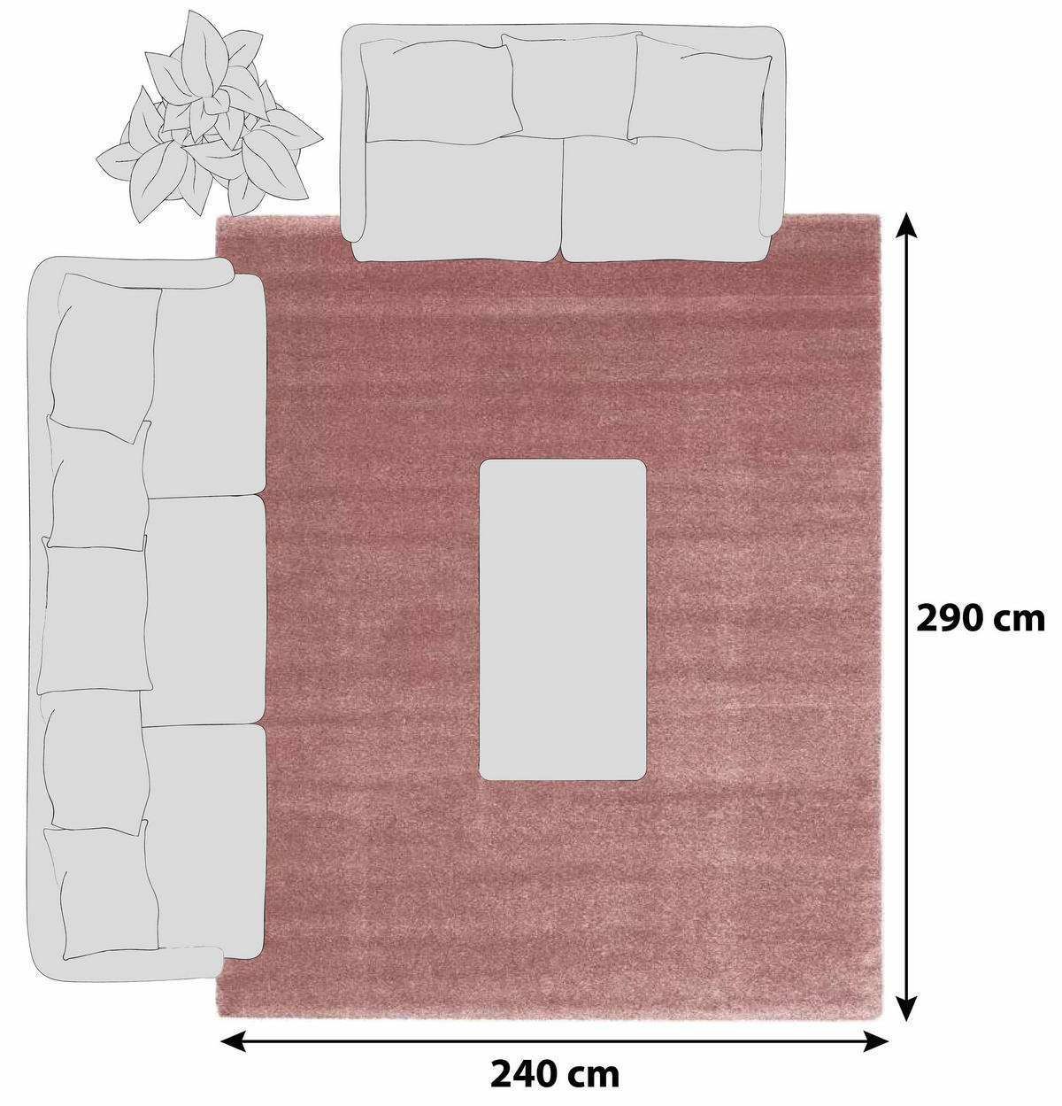 HOCHFLORTEPPICH 240/290 cm Bellevue Hellrosa  - Hellrosa, Basics, Textil (240/290cm) - Novel