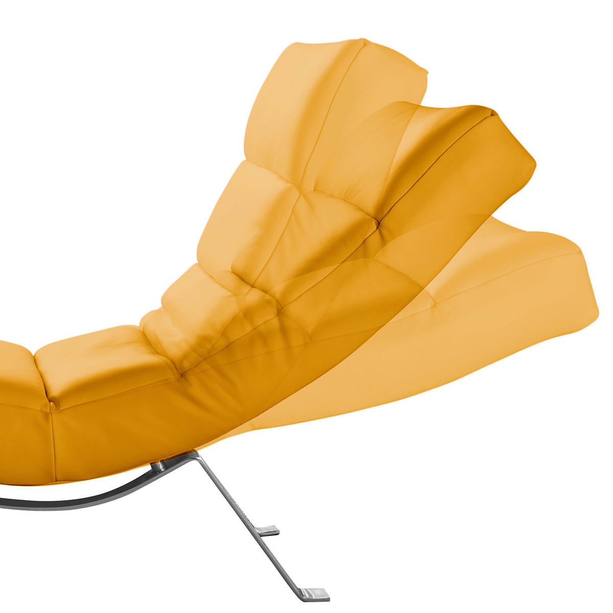 RELAXLIEGE Echtleder Currygelb  - Currygelb/Silberfarben, Design, Leder/Metall (65/65-95/171cm) - Livetastic