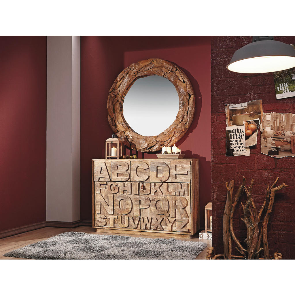 Thumbnail - Landscape Kommode, Braun, Holz, Mangoholz, massiv, 2 Fächer, 3 Schubladen, 128x91x37 cm, ISO 9001, Wohnzimmer, Kommoden ...