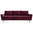 SCHLAFSOFA Samt Bordeaux  - Bordeaux/Buchefarben, KONVENTIONELL, Holz/Textil (225/91/99cm) - Carryhome