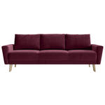 SCHLAFSOFA Samt Bordeaux  - Bordeaux/Buchefarben, KONVENTIONELL, Holz/Textil (225/91/99cm) - Carryhome