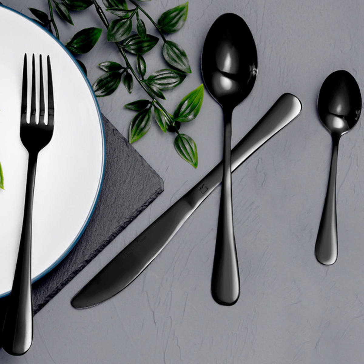 BESTECKSET 24-TEILIG TITAN SCHWARZ - Schwarz, Basics, Metall
