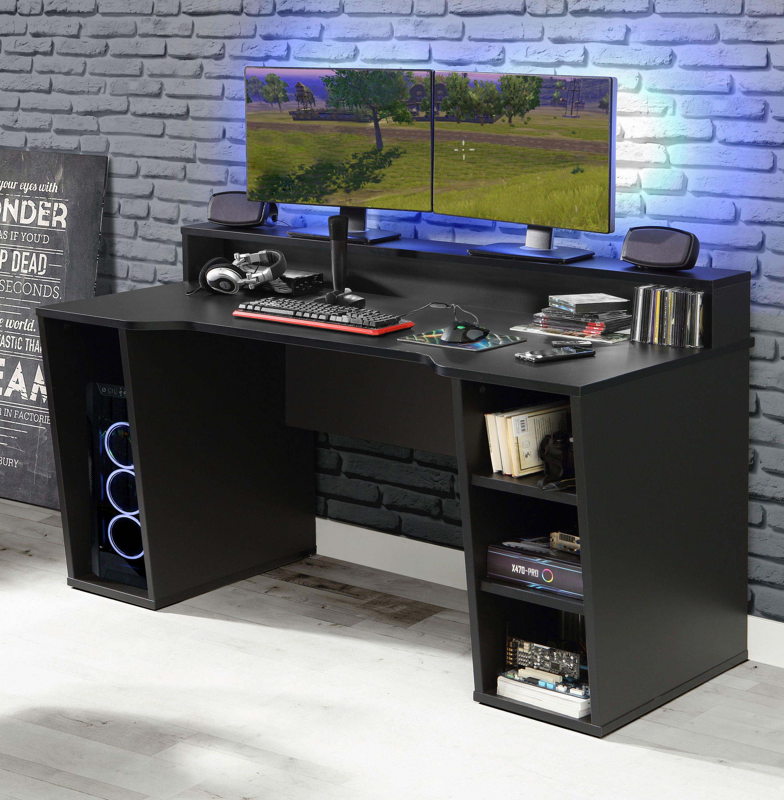 Mid.you Gamingtisch Schwarz 72x91x160 cm