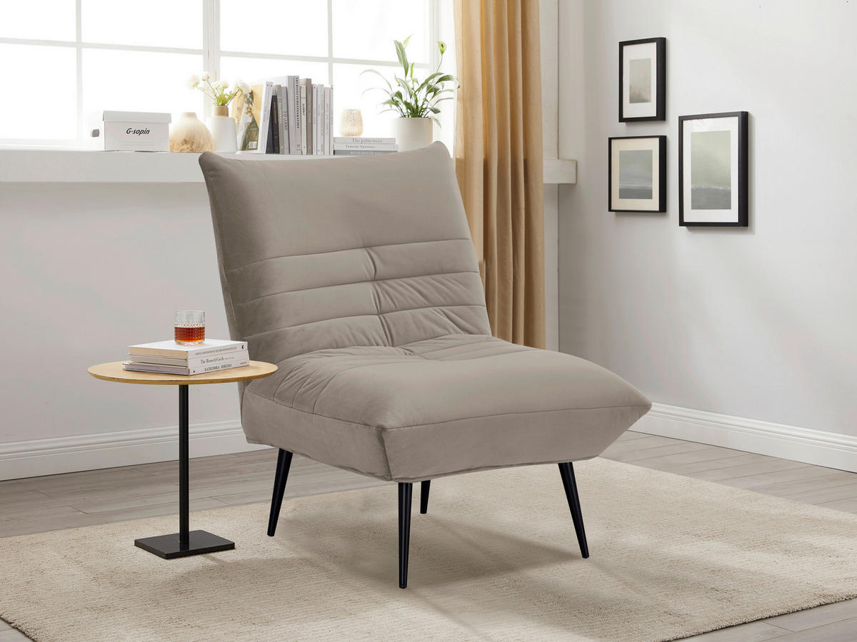 SESSEL Samt Taupe    - Taupe/Schwarz, MODERN, Textil/Metall (75/92/87cm) - MID.YOU