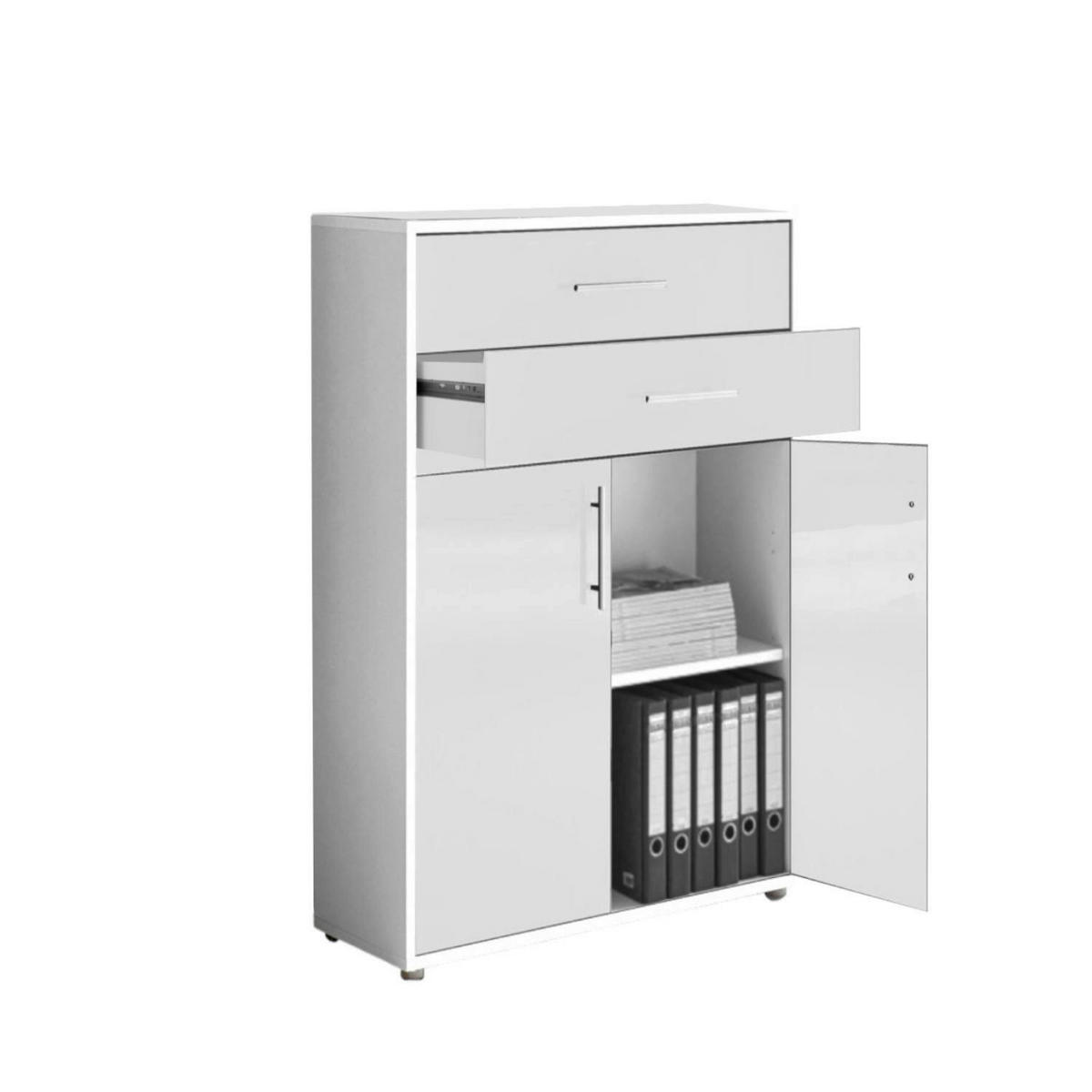 AKTENSCHRANK 168,8/227,2/33 cm  - Weiß Hochglanz/Grau, MODERN, Holzwerkstoff (168,8/227,2/33cm) - MID.YOU