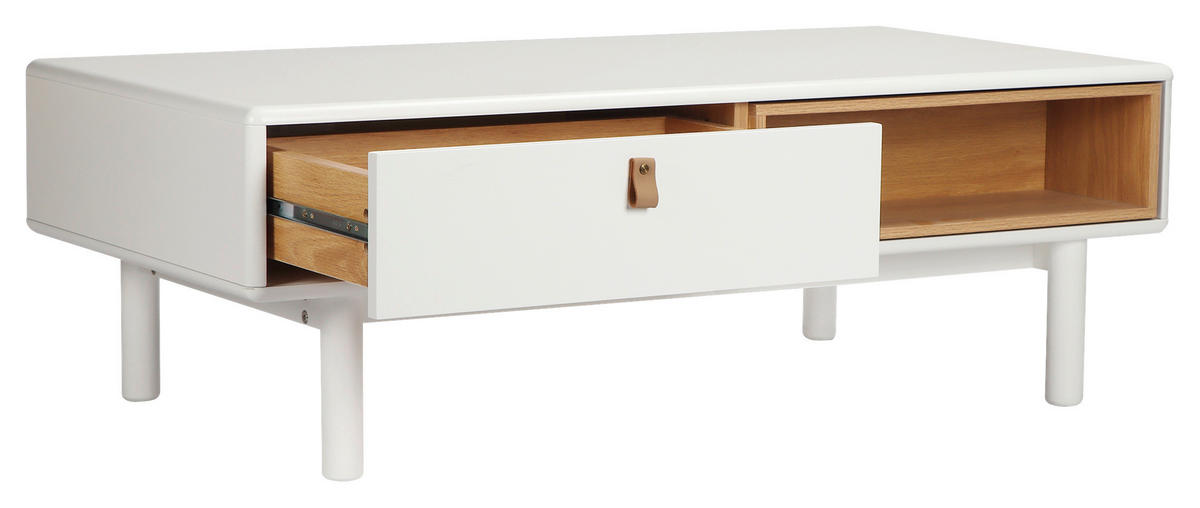 COUCHTISCH Eiche massiv 120/60/40 cm rechteckig Naturfarben, Weiß  - Braun/Naturfarben, Design, Holz/Holzwerkstoff (120/60/40cm) - Boxxx