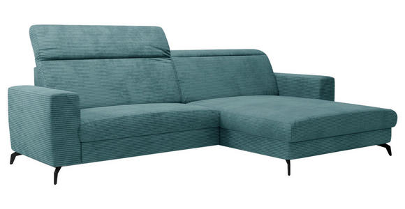 ECKSOFA inkl. Funktion Pastellblau Cord  - Pastellblau/Schwarz, KONVENTIONELL, Textil/Metall (290/178cm) - Cantus