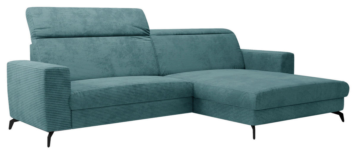 ECKSOFA in Cord Petrol  - Petrol/Schwarz, Konventionell, Textil/Metall (290/178cm) - Sit & More