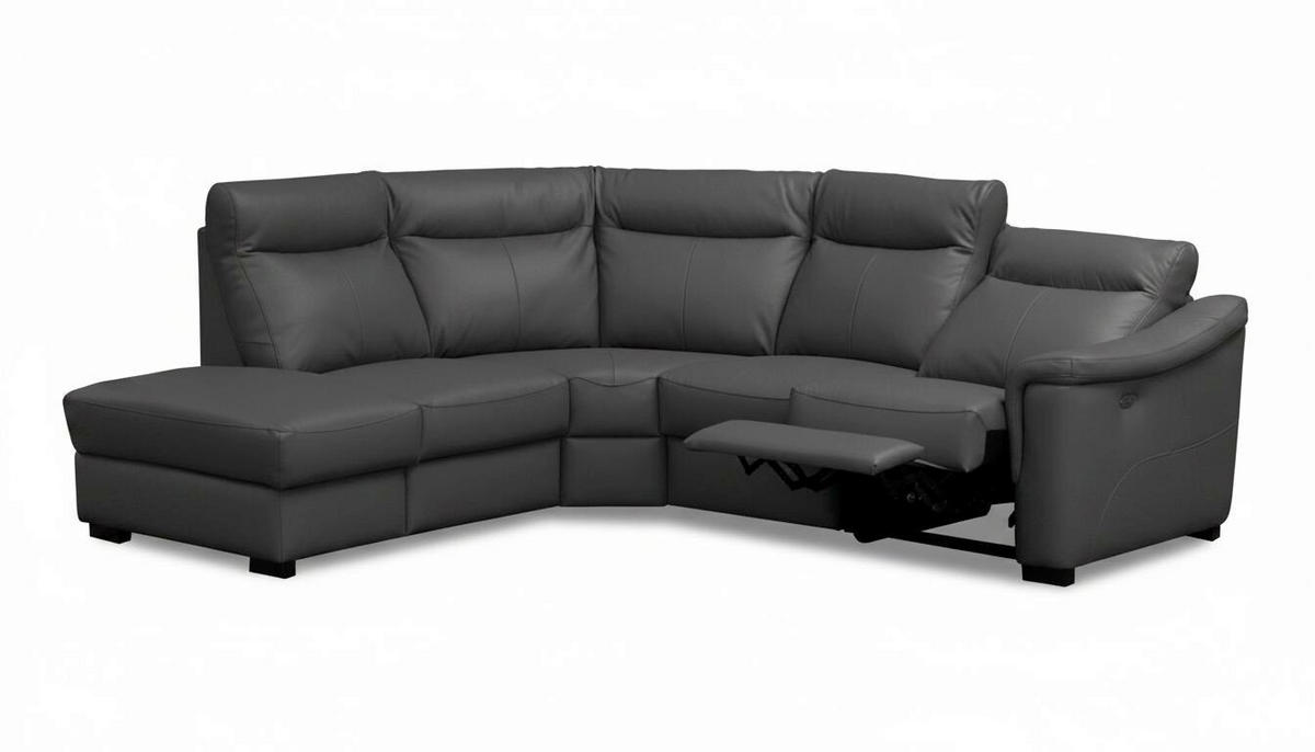 ECKSOFA Lederlook Echtleder Anthrazit  - Wengefarben/Anthrazit, Design, Leder/Holz (229/260cm) - Livetastic