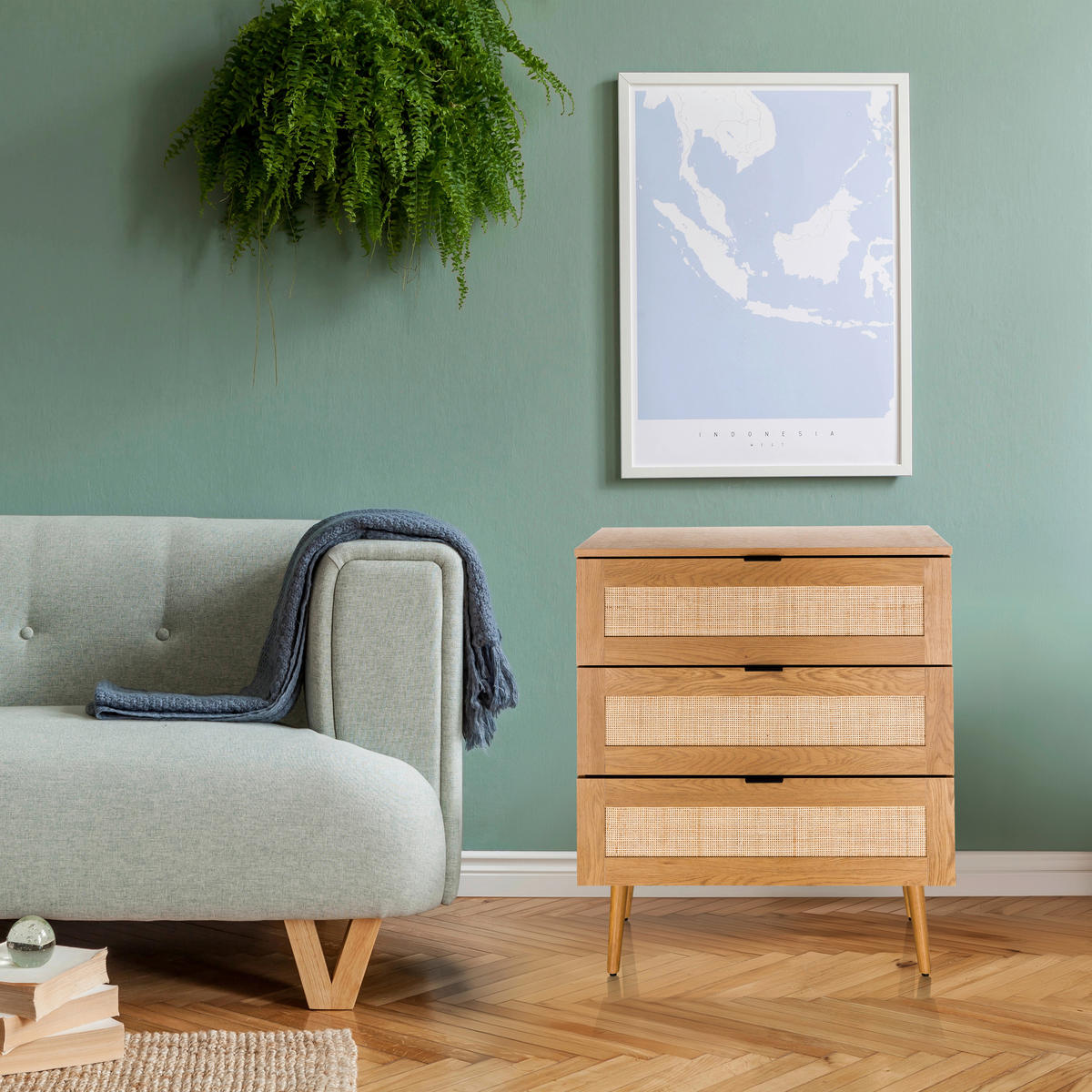 BYRÅ 80/90/40 cm  - svart/ekfärgad, Modern, trämaterial (80/90/40cm) - MID.YOU