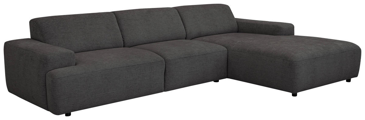 ECKSOFA 294/184 cm  in Flachgewebe Anthrazit Rücken echt  294/184 cm  - Anthrazit/Schwarz, KONVENTIONELL, Kunststoff/Textil (294/184cm) - Hom`in