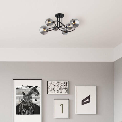 STROPNA LED-SVETILKA //3000 K/230 V/ - črna, Design, kovina/steklo (62/59/35cm) - Globo