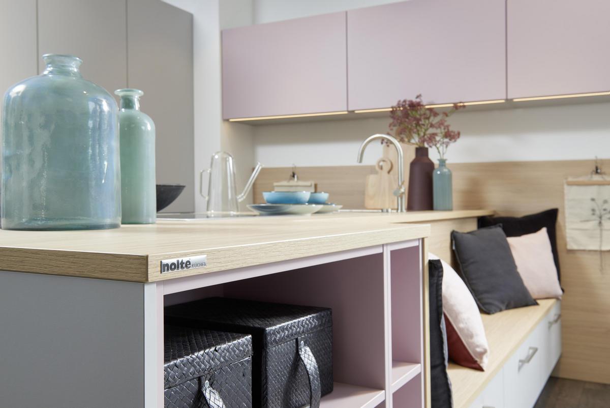EINBAUKÜCHE MANHATTAN UNI  - Eichefarben/Rosa, Design, Holzwerkstoff - Nolte Küchen