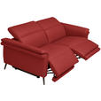 3-SITZER-SOFA  in Echtleder Rot   - Rot/Schwarz, Design, Leder/Metall (210/79/104cm) - Belluti