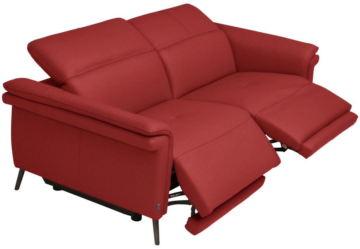3-SITZER-SOFA Echtleder Rot  - Rot/Schwarz, Design, Leder/Metall (210/79/104cm) - Belluti
