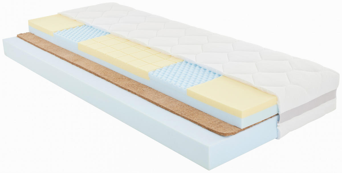 VISCOMATRATZE FEMINA NOVA H4, 90/200 cm, Höhe ca. 22 cm, H4 = sehr fest, 7-Zonen - Weiß, Textil (90/200cm) - Primatex Deluxe