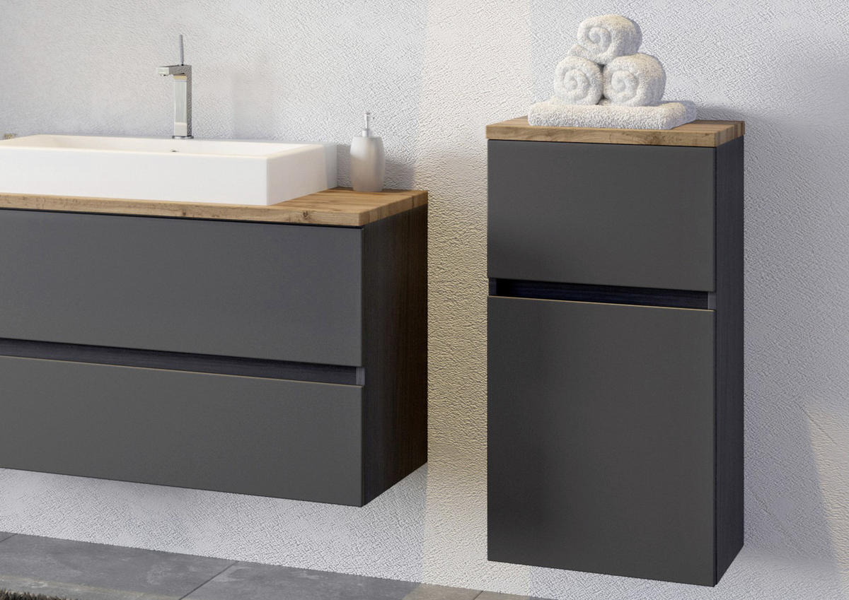 UNTERSCHRANK 40/79/35 cm   - Eichefarben/Silberfarben, Basics, Holzwerkstoff/Kunststoff (40/79/35cm) - Held