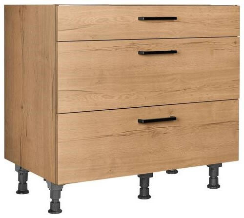 KOCHFELDUMBAUSCHRANK 90/87/56 cm  in Eichefarben  - Eichefarben/Schwarz, MODERN, Holzwerkstoff/Metall (90/87/56cm) - Nobilia