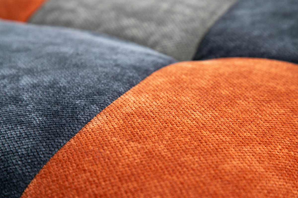 SCHLAFSOFA Chenille Blau, Grau, Orange  - Blau/Naturfarben, Design, Holz/Textil (180/77/91cm) - MID.YOU