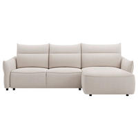 ECKSOFA Creme Webstoff Rückenkissen, Bettkasten, Schlaffunktion, Rücken echt, Liegefläche im Originalstoff  - Creme/Schwarz, KONVENTIONELL, Kunststoff/Textil (306/179cm) - Milino