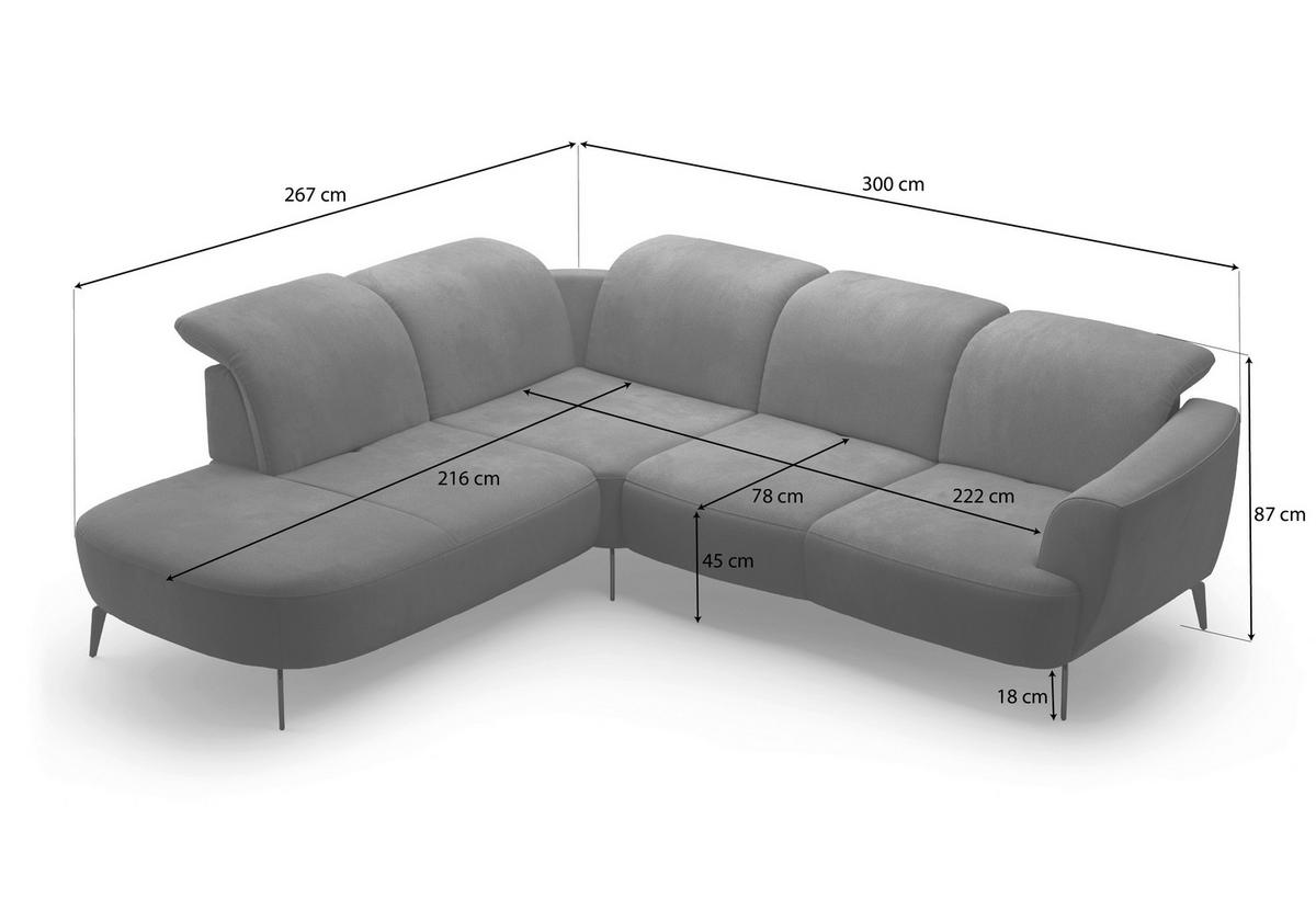 ECKSOFA in Flachgewebe Creme  267/300 cm  - Creme/Schwarz, KONVENTIONELL, Textil/Metall (267/300cm) - Sit & More
