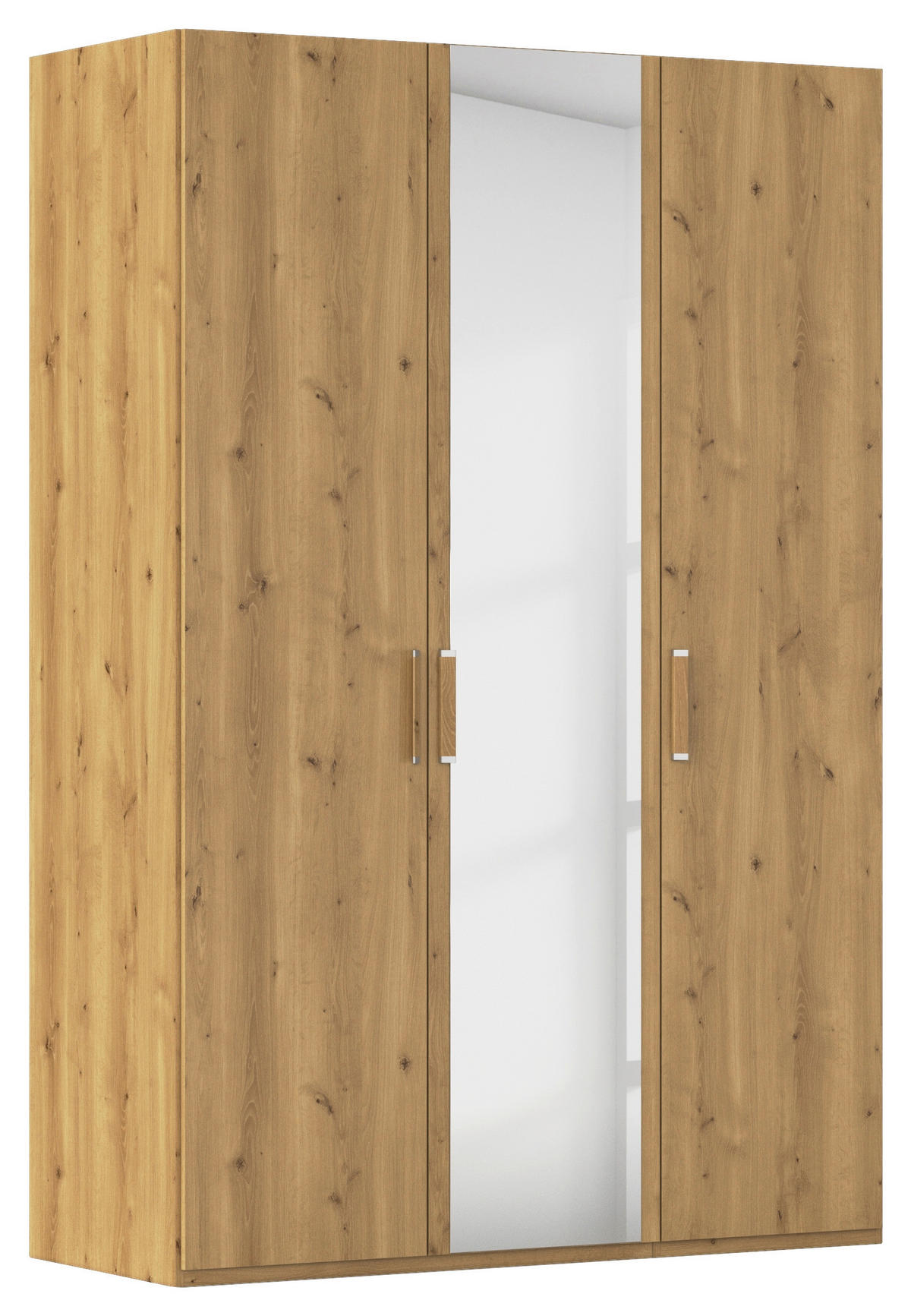 DREHTÜRENSCHRANK 151/223/60 cm,  in Eichefarben, 3-türig  - Eichefarben/Silberfarben, Design, Holzwerkstoff/Kunststoff (151/223/60cm) - Novel