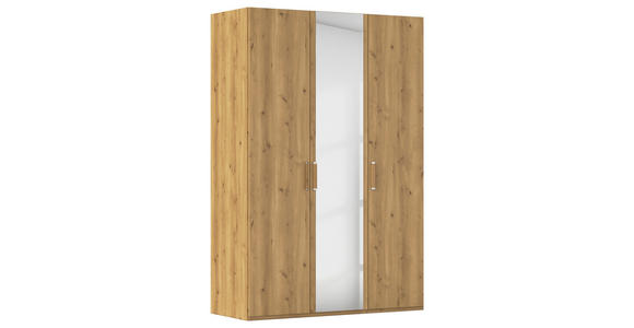 DREHTÜRENSCHRANK 151/223/60 cm,  in Eichefarben, 3-türig  - Eichefarben/Silberfarben, Design, Holzwerkstoff/Kunststoff (151/223/60cm) - Novel