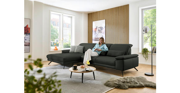 ECKSOFA in Echtleder Dunkelgrün  - Dunkelgrün/Schwarz, Design, Leder/Metall (193/332cm) - Dieter Knoll