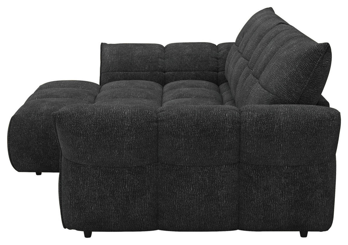 ECKSOFA Schwarz Chenille Rücken echt  - Schwarz, Design, Kunststoff/Textil (177/312cm) - Welnova