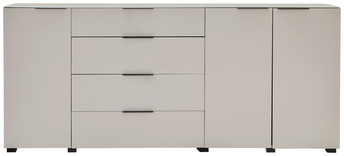 SIDEBOARD  225/99,7/42 cm 4 Schublade(n)  - Kaschmir/Schwarz, Design, Glas/Holzwerkstoff (225/99,7/42cm) - Novel