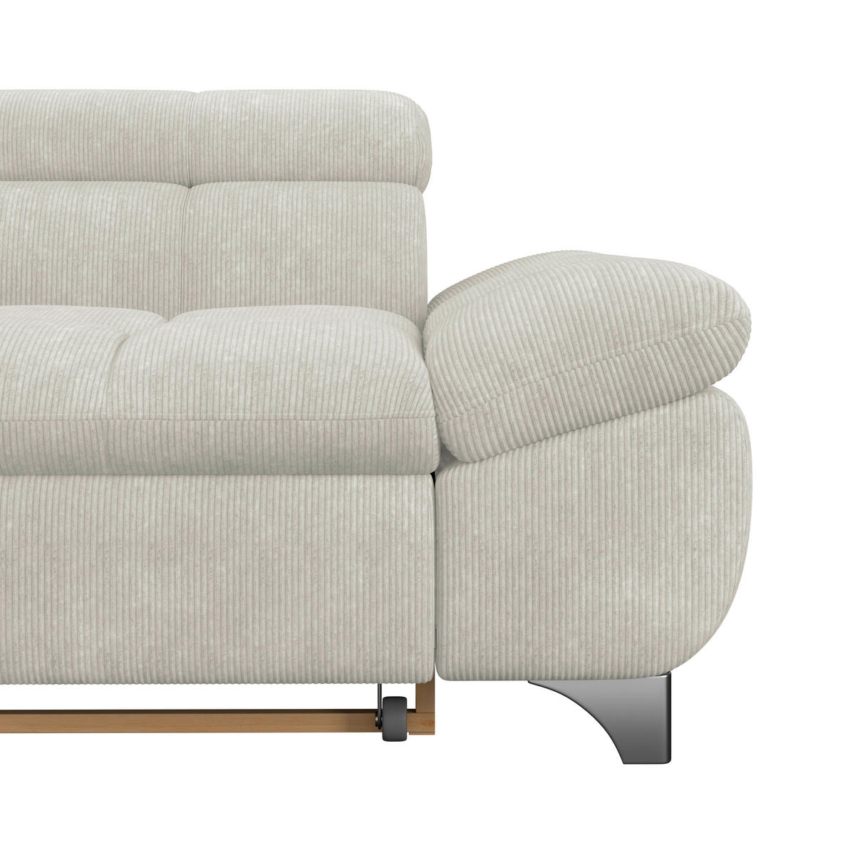 ECKSOFA Creme Chenille  - Chromfarben/Creme, KONVENTIONELL, Textil/Metall (234/312cm) - Livetastic