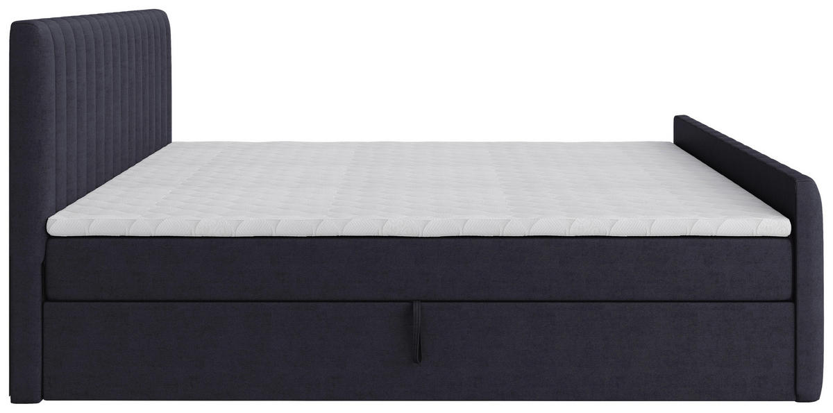 BOXBETT 160/200 cm,  in Graphitfarben, gepolstertes Kopfteil, Bettkasten, Topper, Matratzen, H3 + H3 = fest  - Schwarz/Graphitfarben, Basics, Kunststoff/Textil (160/200cm) - Chameo