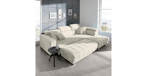 ECKSOFA in Mikrofaser Weiß  - Chromfarben/Weiß, Design, Textil/Metall (301/207cm) - Xora