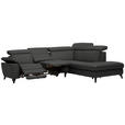 ECKSOFA in Echtleder Anthrazit  - Anthrazit/Schwarz, Design, Leder/Metall (285/239cm) - Cantus