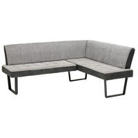 ECKBANK Mikrofaser, Leinenoptik Schwarz, Hellgrau   - Hellgrau/Schwarz, KONVENTIONELL, Textil/Metall (200-160/86/70cm) - MID.YOU