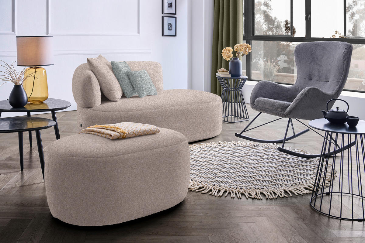 RÉCAMIERE in Flachgewebe Hellbraun, Grau, Grün  - Hellbraun/Schwarz, MODERN, Kunststoff/Textil (166/86/105cm) - Hom`in