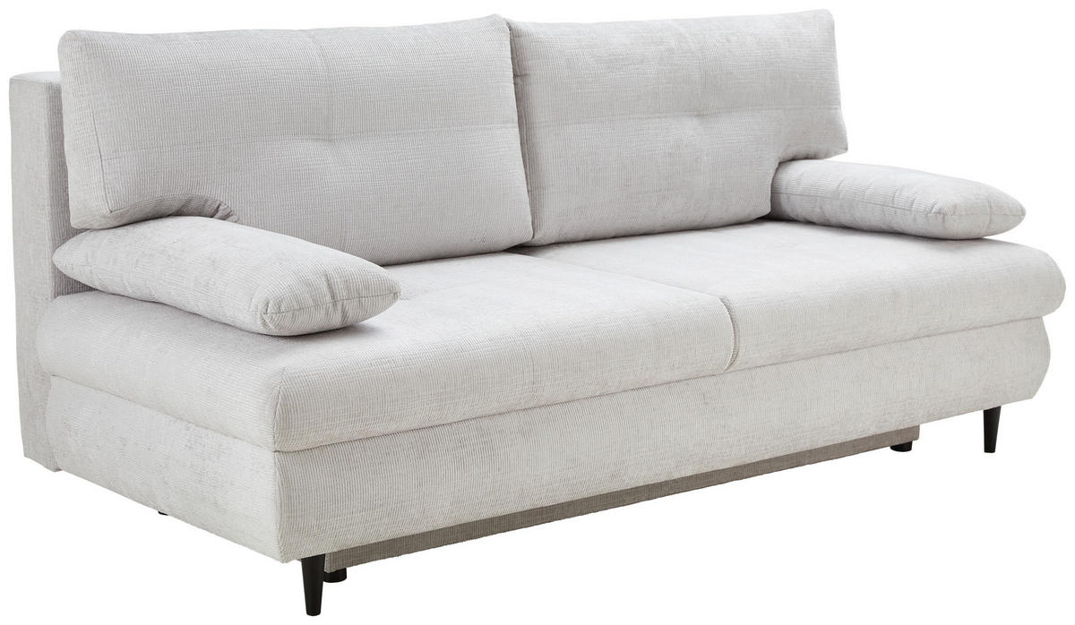 SCHLAFSOFA  mit Liegefunktion, Rücken echt Chenille Hellgrau  - Hellgrau/Schwarz, KONVENTIONELL, Holz/Textil (212/97/105cm) - Carryhome