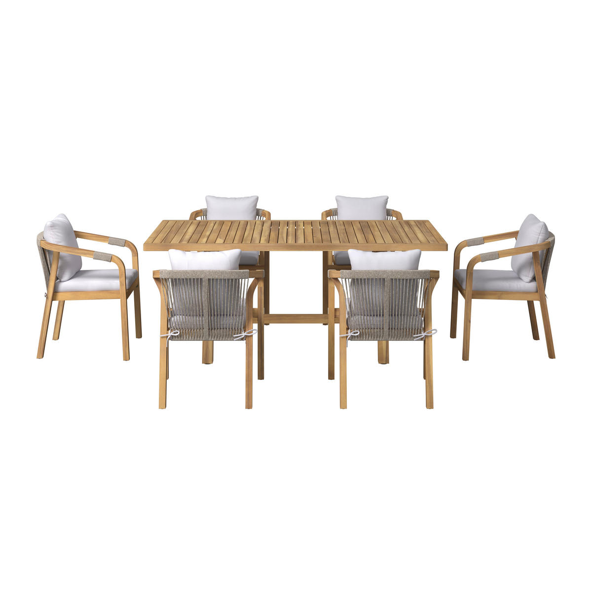 GARTENTISCHGRUPPE  - Beige/Akaziefarben, Design, Holz/Kunststoff - Ambia Garden