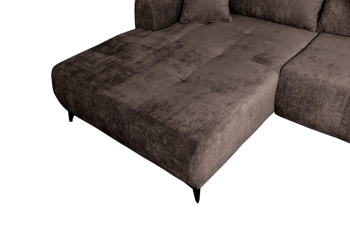 ECKSOFA BELARO Braun Chenille  - Schwarz/Braun, Design, Textil/Metall (177/246cm) - P & B