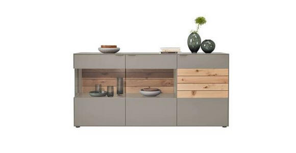 SIDEBOARD Grau, Eichefarben 181,9/87,9/45,2 cm - Eichefarben/Schwarz, Design, Glas/Holz (181,9/87,9/45,2cm) - Dieter Knoll