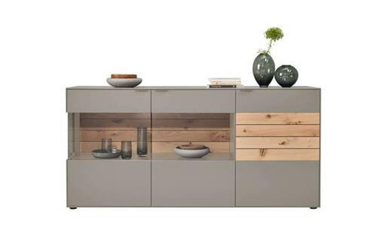 SIDEBOARD Grau, Eichefarben  181,9/87,9/45,2 cm  - Eichefarben/Schwarz, Design, Glas/Holz (181,9/87,9/45,2cm) - Dieter Knoll