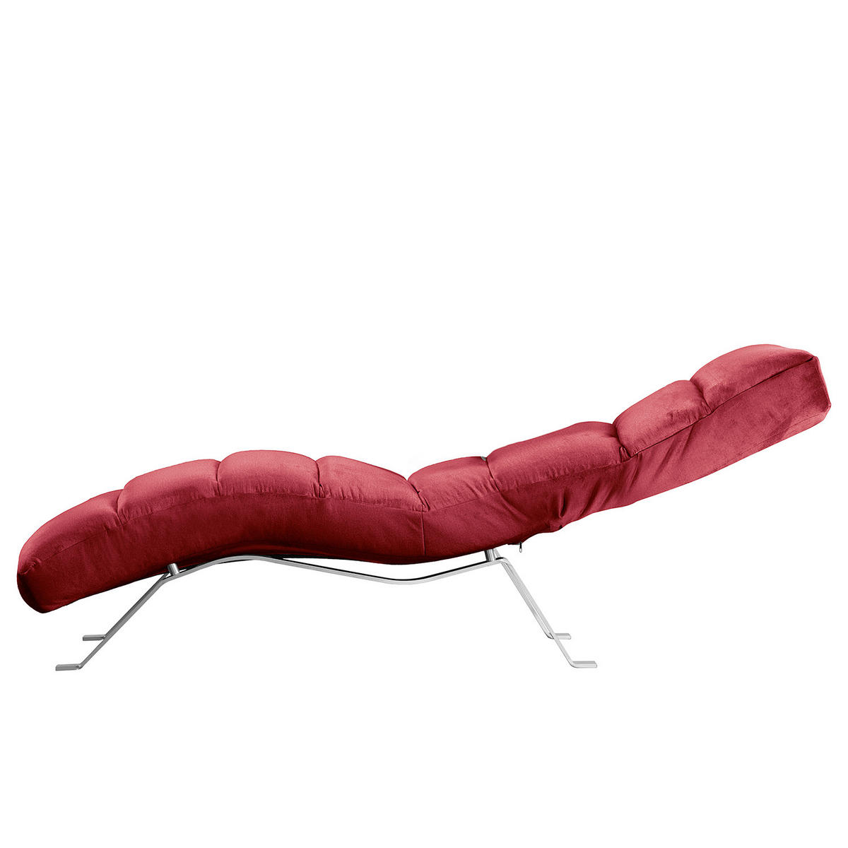 RELAXLIEGE in Samt Weinrot  - Silberfarben/Weinrot, Design, Textil/Metall (65/65-95/171cm) - Livetastic