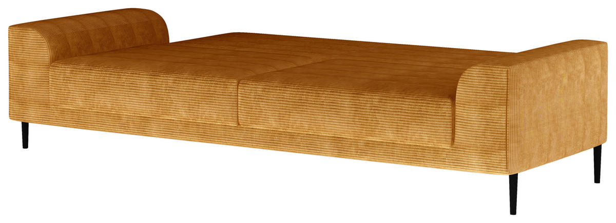 SCHLAFSOFA in Cord Currygelb  - Currygelb/Schwarz, Design, Textil/Metall (250/89/105cm) - Welnova